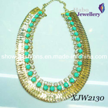 Big Gold Plated Chain with Stone Fashion Necklace (XJW2130)